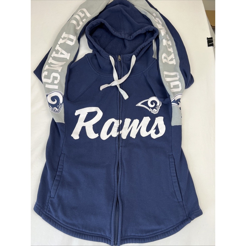 NFL Los Angeles Rams Zip Up Hoodie Blue Grey Hands High Womens Size Small